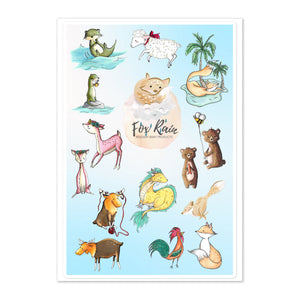 Fox Rain Sticker Sheet