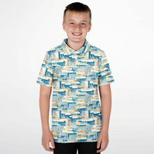 Load image into Gallery viewer, Mid Mod Blue- Kids Polo Shirt