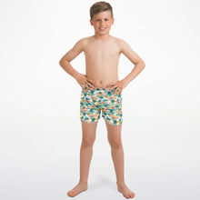 Load image into Gallery viewer, Tropical Mid Mod House- Kids Swim Trunks