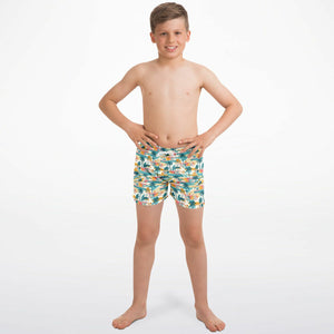 Tropical Mid Mod House- Kids Swim Trunks