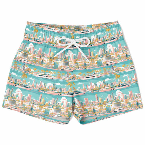 Miami Skyline Pink- Kids Swim Trunks