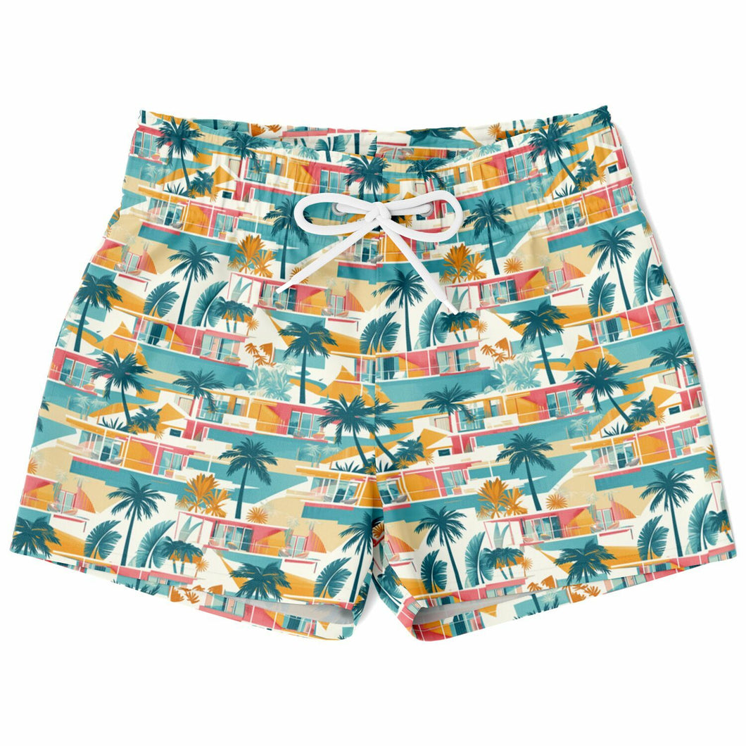 Tropical Mid Mod House- Kids Swim Trunks