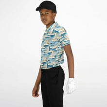 Load image into Gallery viewer, Mid Mod Blue- Kids Polo Shirt