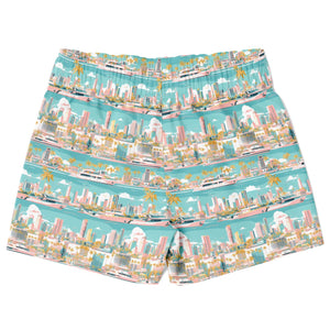 Miami Skyline Pink- Kids Swim Trunks