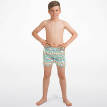 Load image into Gallery viewer, Miami Skyline Pink- Kids Swim Trunks