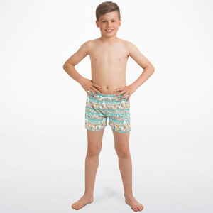 Miami Skyline Pink- Kids Swim Trunks