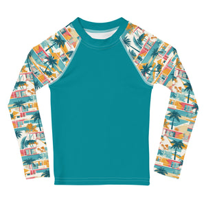 Tropical Mid Mod House- Unisex Kids Rash Guard