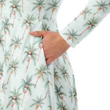 Load image into Gallery viewer, Festive Palms- long sleeve midi dress