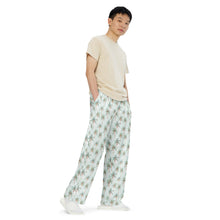 Load image into Gallery viewer, Festive Palms- unisex adult wide-leg pants
