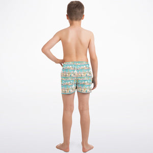 Miami Skyline Pink- Kids Swim Trunks