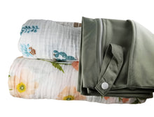 Load image into Gallery viewer, Lightweight Baby Blanket- 2 Pack with Travel Bag- Blush Floral and Blue Cactus